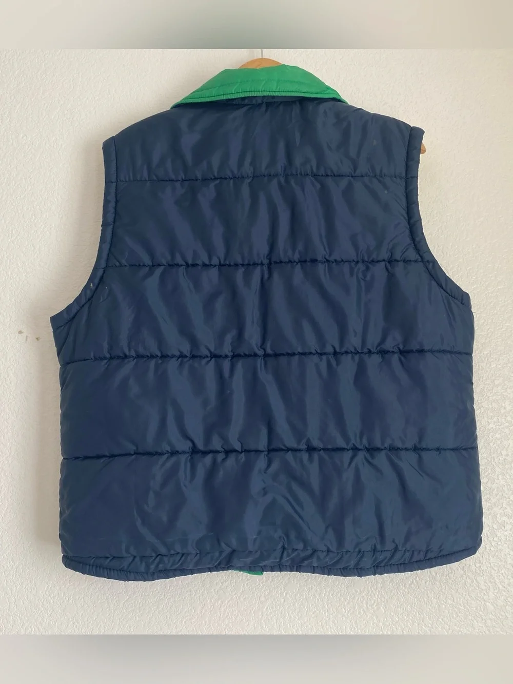 Vintage Sears Outerwear blue yellow navy colorblocking puffer vest, L